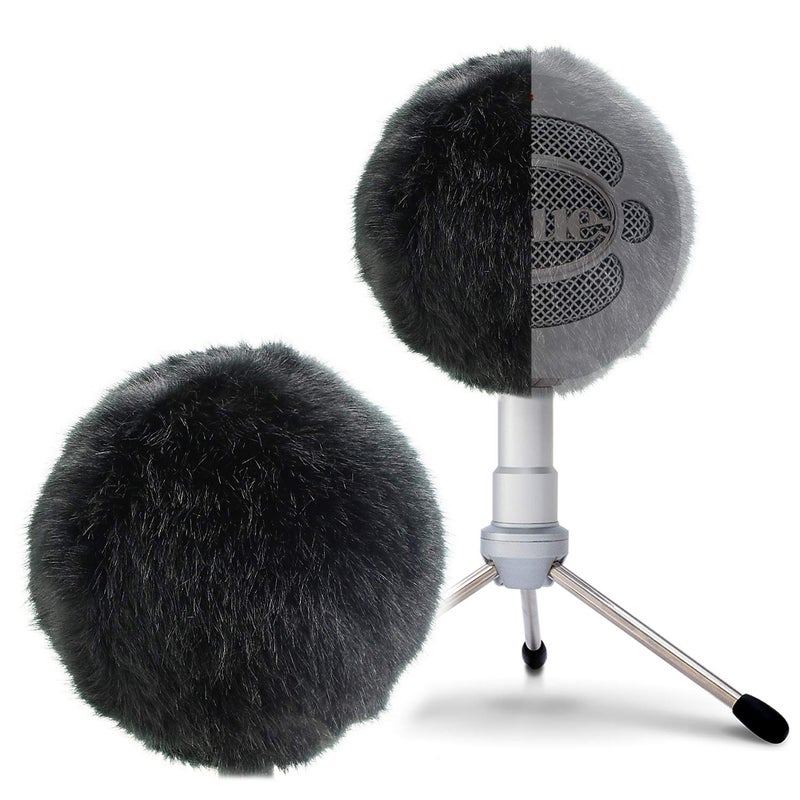SUNMON Blue Snowball Furry Windscreen Cover Muff - Professional Snowball ICE Mic Foam Wind Cover Windshield Pop Filter for Recordings, Broadcasting, Singing by Sunmon ï¼ˆBlackï¼‰ - Image 1